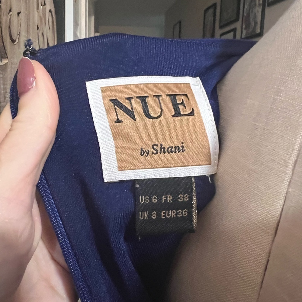 NUE BY SHANI Royal blue Surplice 3/4 sleeves midi dress with bodycon slip - Picture 14 of 15
